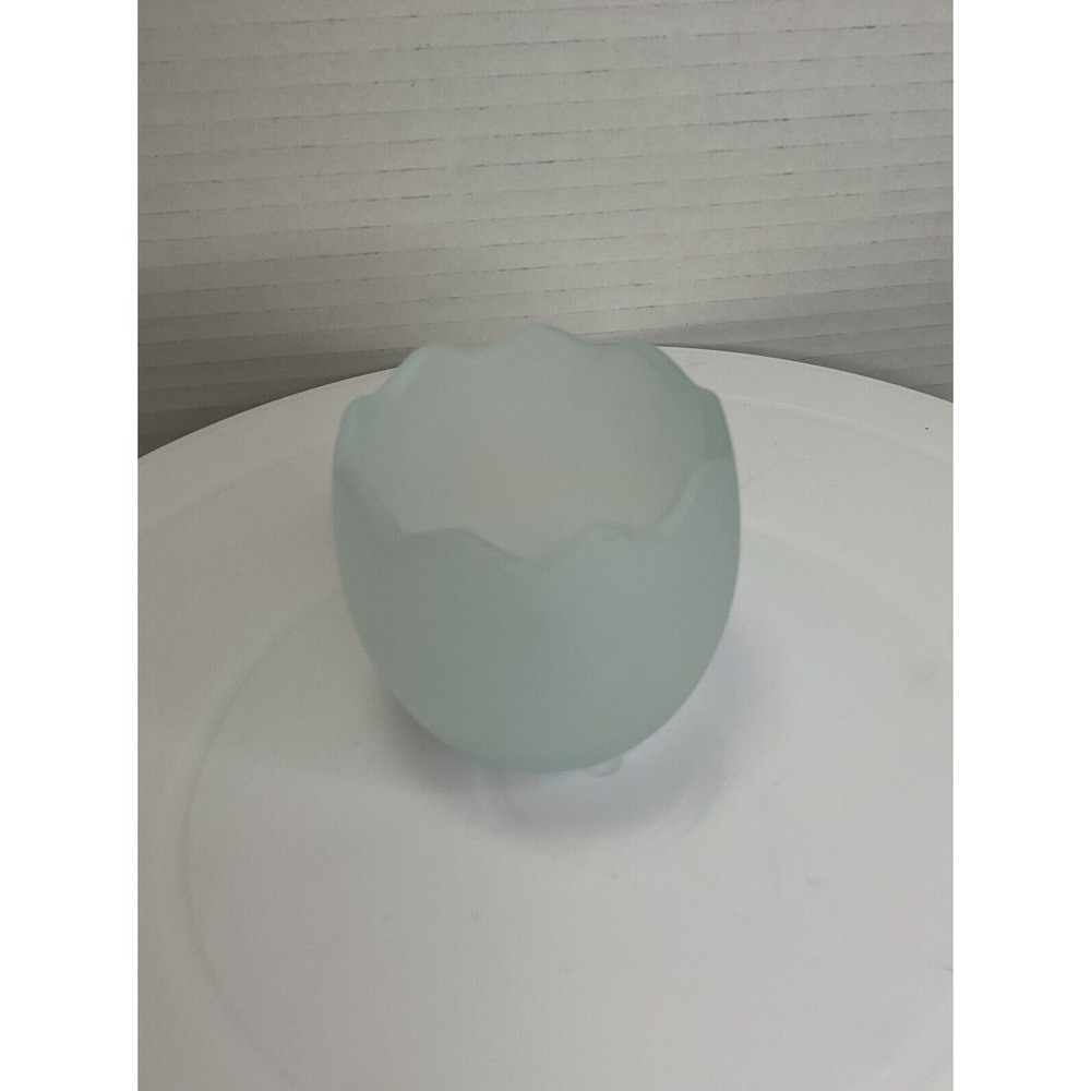Vintage Biedermann‎ Light Blue Frosted Glass - Broken Egg Votive Candle Holder - Picture 5 of 7